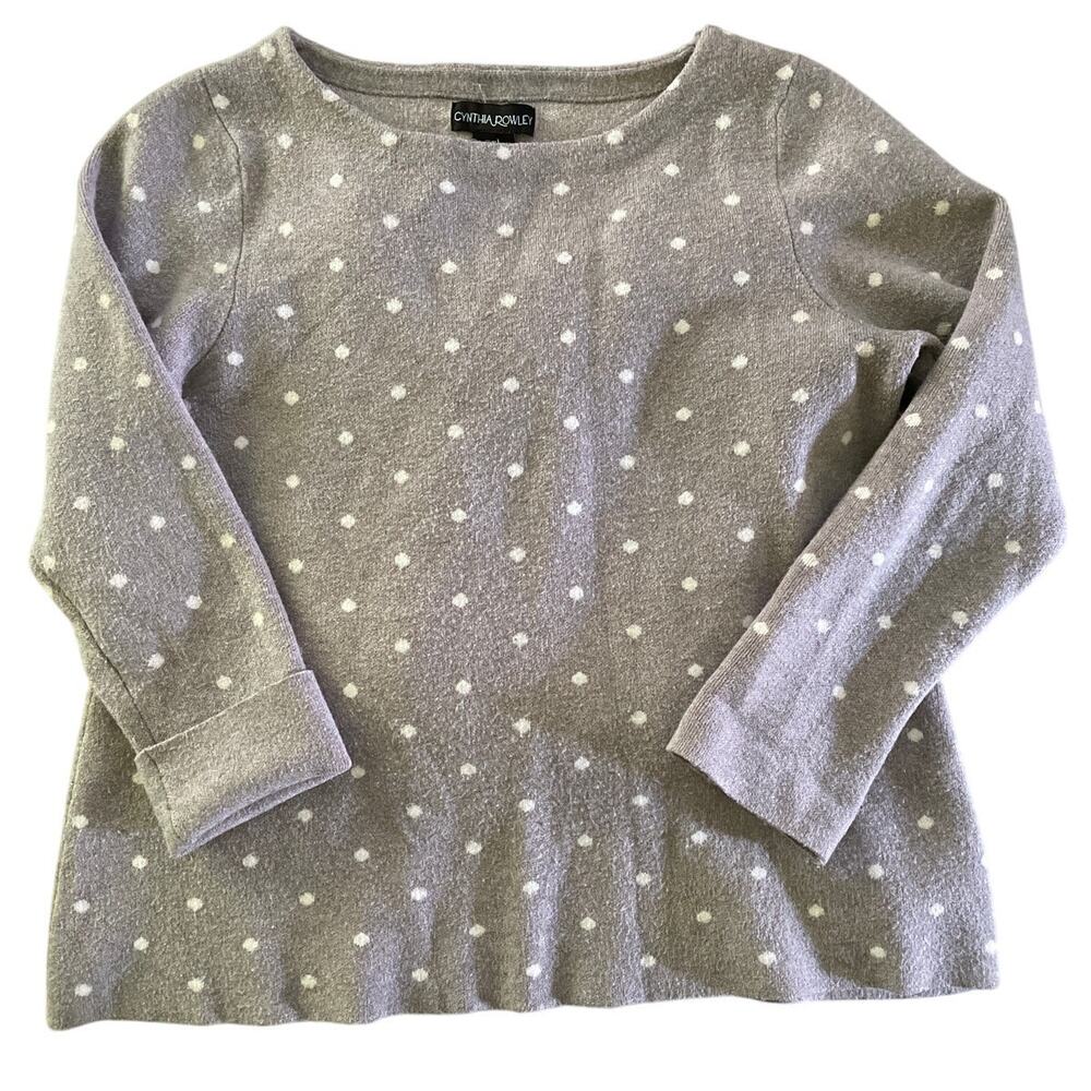 Cynthia Rowley Gray Polka Dot Chenille Top Medium